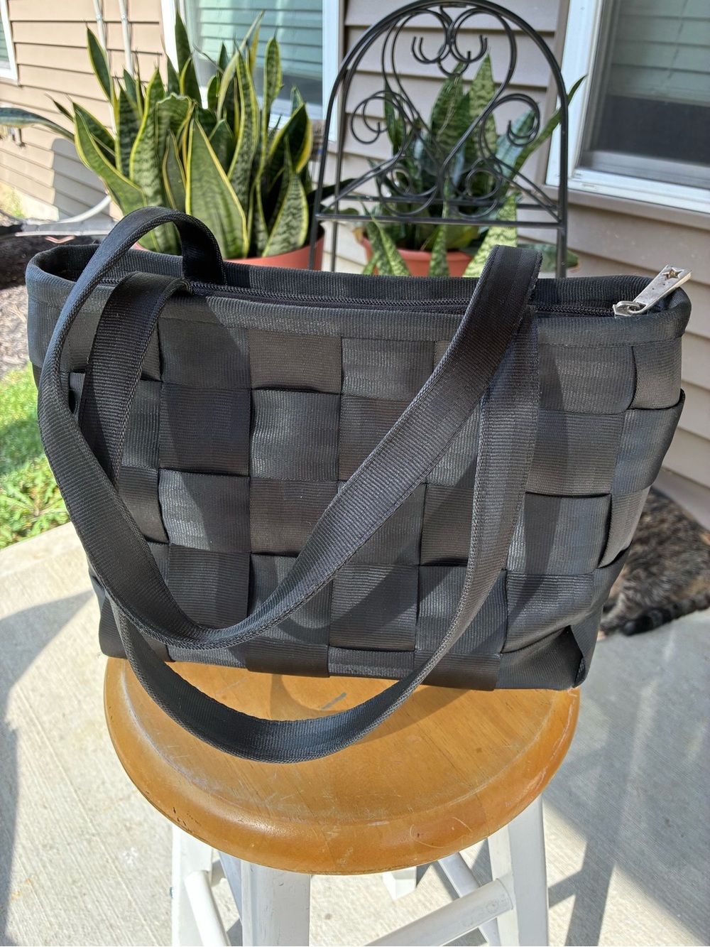 Harveys Black Woven Seatbelt Tote/ Shoulder Bag with Dual Shoulder Straps